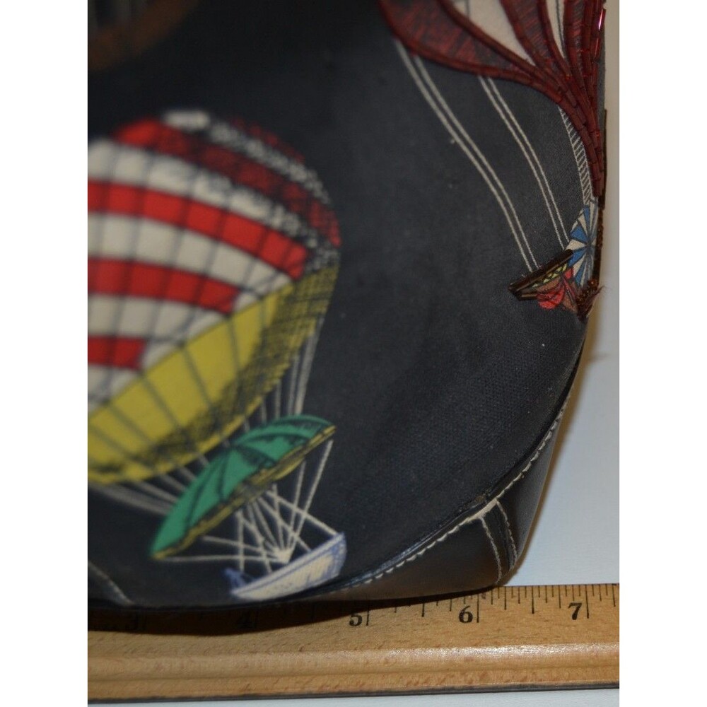 VTG 90's Liz Claiborne Beaded Small Tote Canvas Bag Purse Hot Air Balloons HTF - Picture 15 of 16